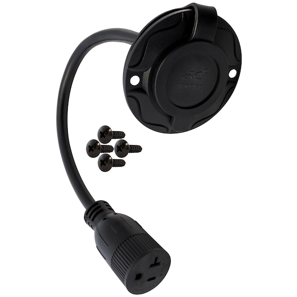 Ac Works SJTW Extension Cord, 12 AWG, Indoor/Outdoor, 12/3, 1 Outlets, 5-15/20R, Black, PVC, 5-15P, 1.5 ft IN515520 - main